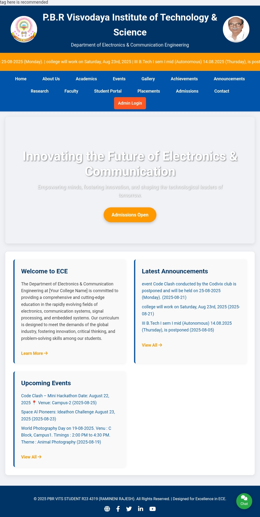 ECE DEPT - COLLEGE WEBSITE